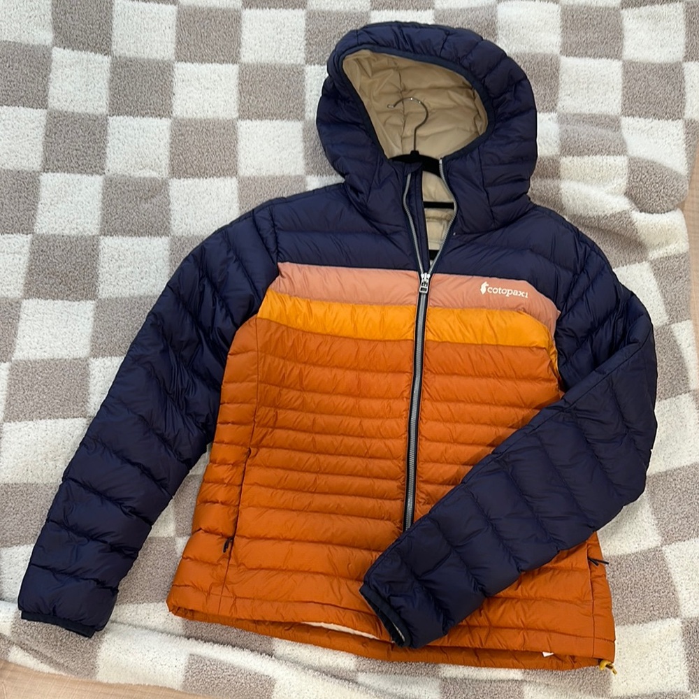 Cotopaxi Orange and Navy Puffer Jacket